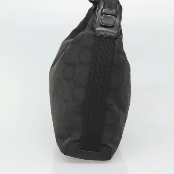 Salvatore Ferragamo Gancini Bag Canvas Leather Black Silver Auth bs26905 - Picture 5 of 16